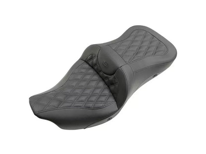 Heated, Extended Reach Roadsofa LS Dual Seat With Black Double Diamond Lattice Stitch. Fits Most Touring 2008-2024