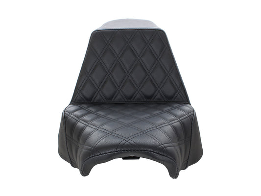 Step-Up Front LS Dual Seat with Black Double Diamond Lattice Stitch. Fits Fat Boy 2018up & Breakout 2023up