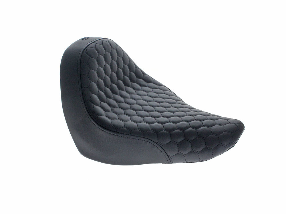 Renegade Solo Seat with Black Honeycomb Stitch. Fits Sport Glide & Low Rider 2018up, Low Rider S 2020up & Low Rider ST 2022up.