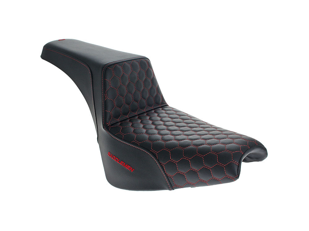 Step-Up HC Dual Seat with Red Honeycomb Stitch. Fits Softail Street Bob 2018up & Standard 2020up