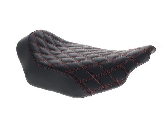 Renegade LS Solo Seat with Red Double Diamond Lattice Stitch. Fits CVO Touring 2023up, Street Glide & Road Glide 2024up, Touring 2025up