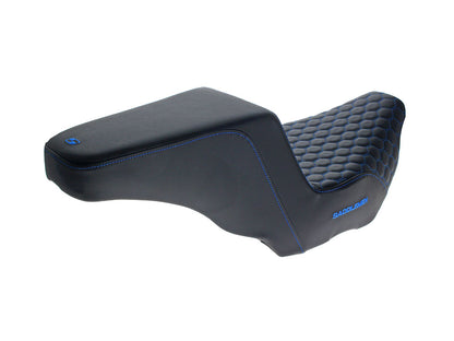 Step-Up HC Dual Seat with Blue Honeycomb Stitch. Fits CVO Touring 2023up, Street Glide & Road Glide 2024up, Touring 2025up