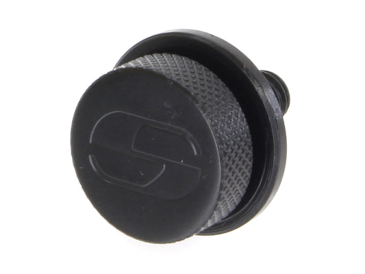 1/4in.-20 Knurled Seat Mount Screw - Black. Fits H-D 1996up