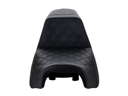 Step-Up LS Dual Seat with Black Double Diamond Lattice Stitch Front & Rear. Fits Indian Touring 2014up.