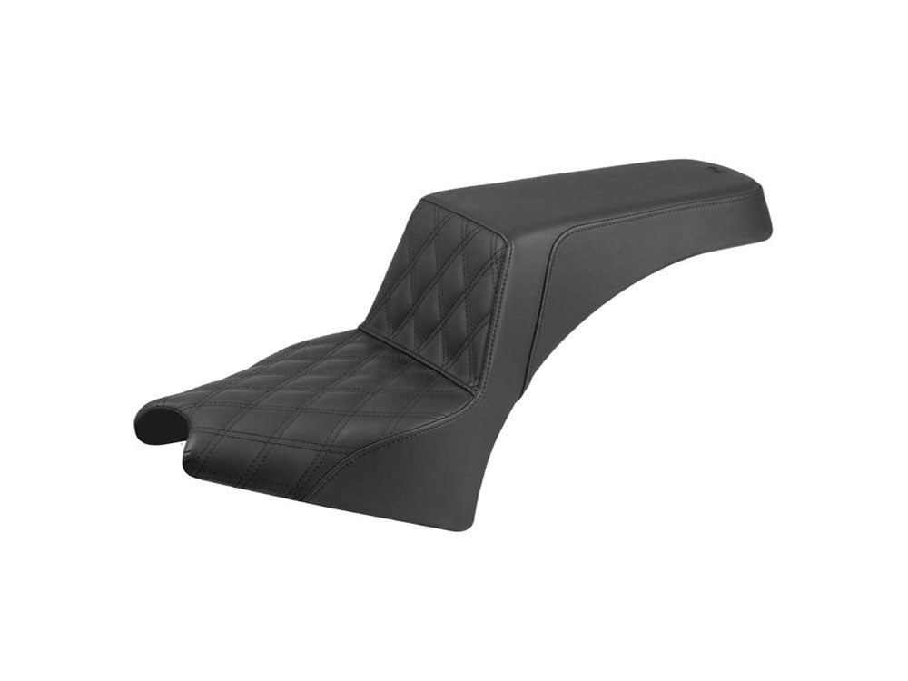 Step-Up LS Dual Seat with Black Double Diamond Lattice Stitch. Fits Scout 2025up