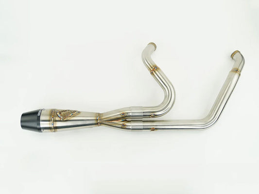 Shorty 2-into-1 Exhaust with Billet End Cap - Stainless Steel. Fits Touring 2017up.