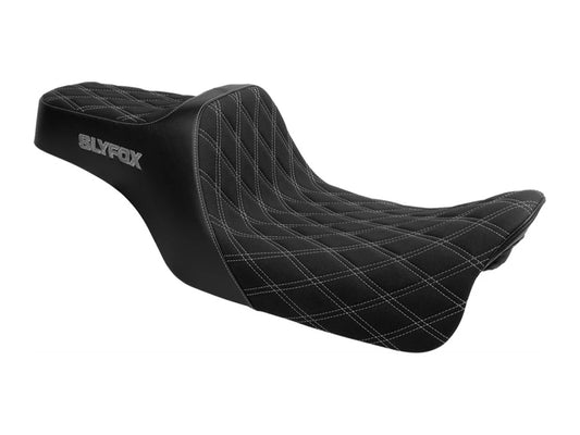 Highnoon Dual Seat with Grey Double Diamond Stitch. Fits Most Touring 2008-2024