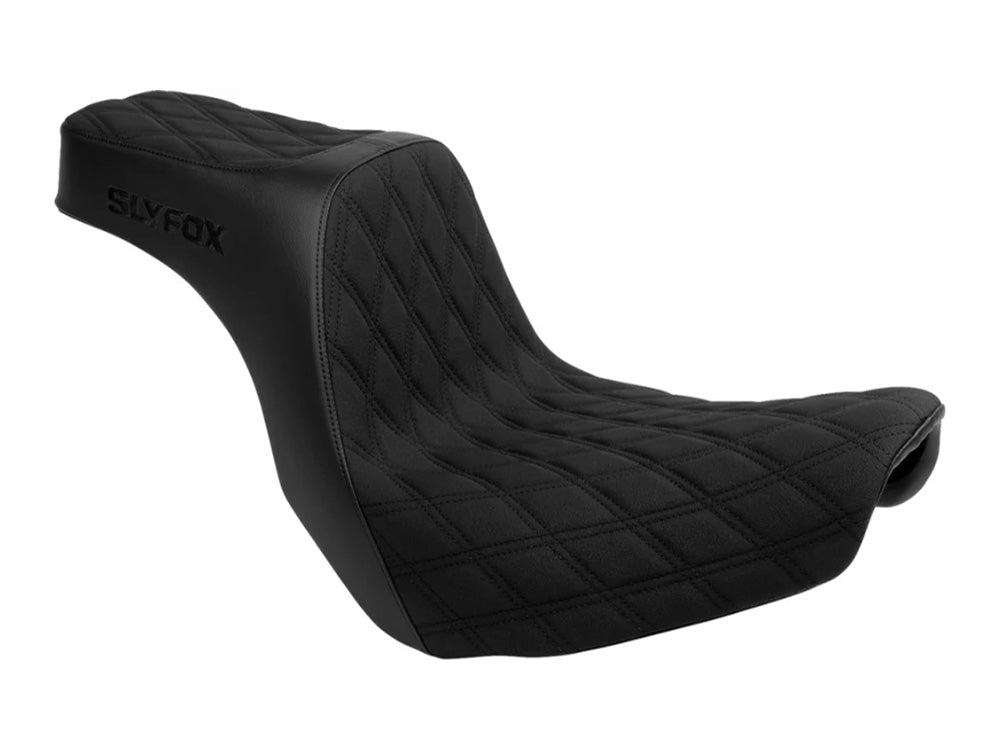 Highnoon Dual Seat with Black Double Diamond Stitch. Fits Sport Glide & Low Rider 2018up, Low Rider S 2020up & Low Rider ST 2022up