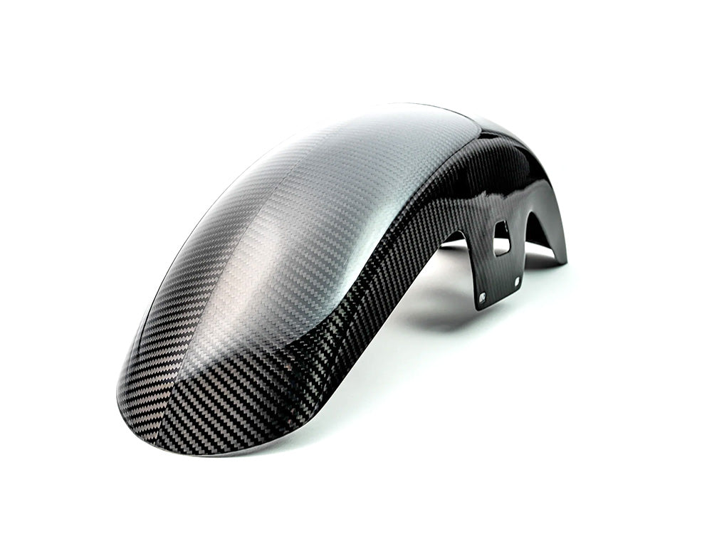 Mid Length Carbon Front Fender - Gloss Finish. Fits Most Touring 2014-2024 with 19in. Front Wheel