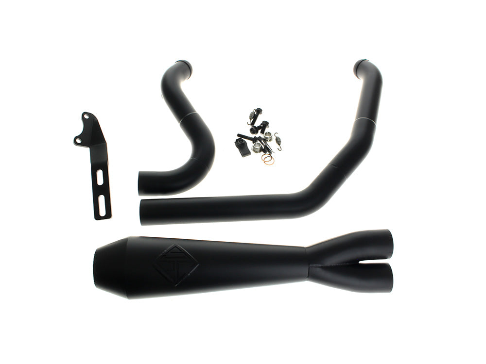 2-into-1 LaneSplitter Exhaust - Black. Fits Softail 2018up Non-240 Rear Tyre Models.