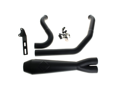 2-into-1 LaneSplitter Exhaust - Black. Fits Softail 2018up Non-240 Rear Tyre Models.