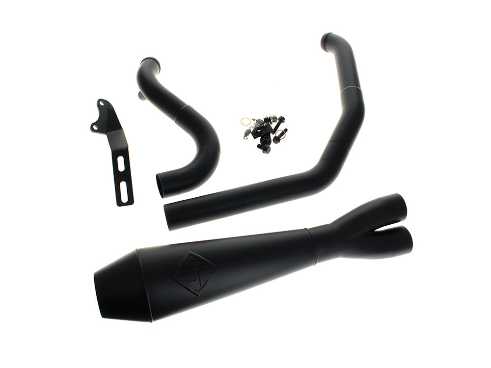 2-into-1 4.5in. Big Bore Exhaust - Black. Fits Softail 2018up Non-240 Rear Tyre Models.