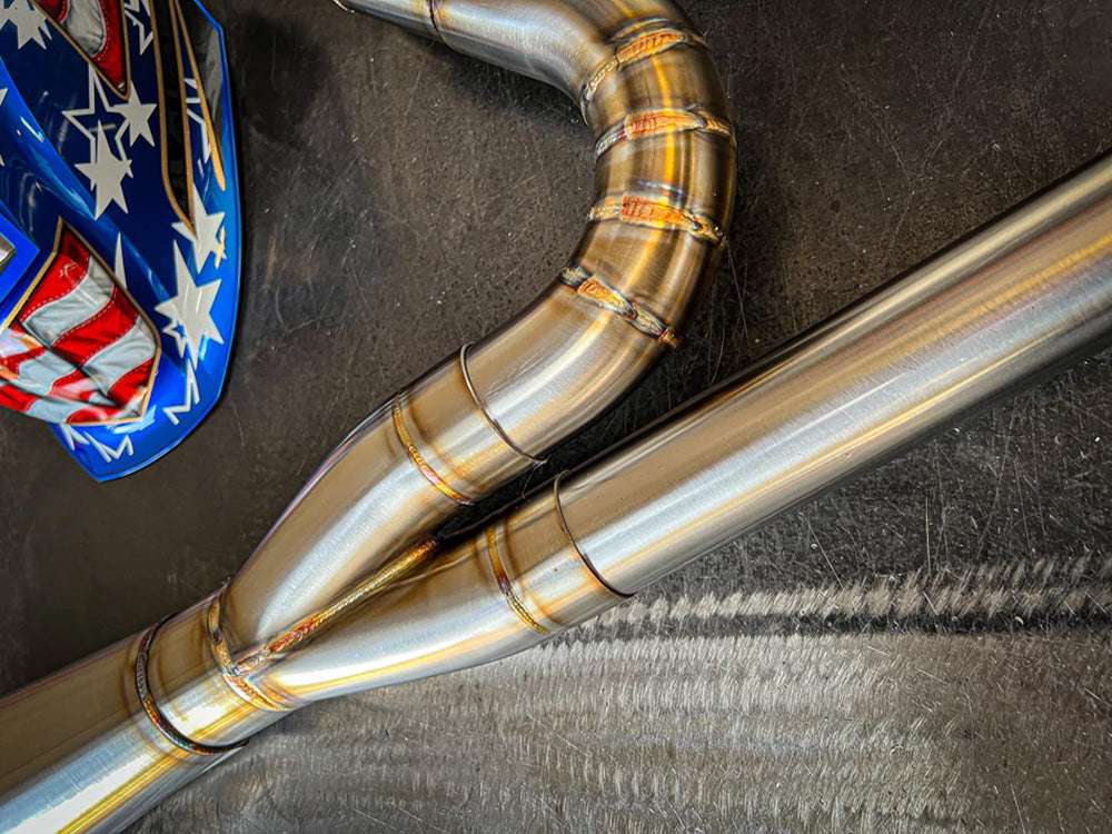 2-into-1 4.5in. Works Edition Big Bore Exhaust - Stainless Steel. Fits Softail 2018up Non-240 Rear Tyre Models.