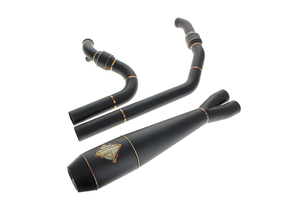 2-into-1 Elsinore Mid Length Exhaust With ProFlo Headers - Black Onyx. Fits Softail 2018up Non-240 Rear Tyre Models