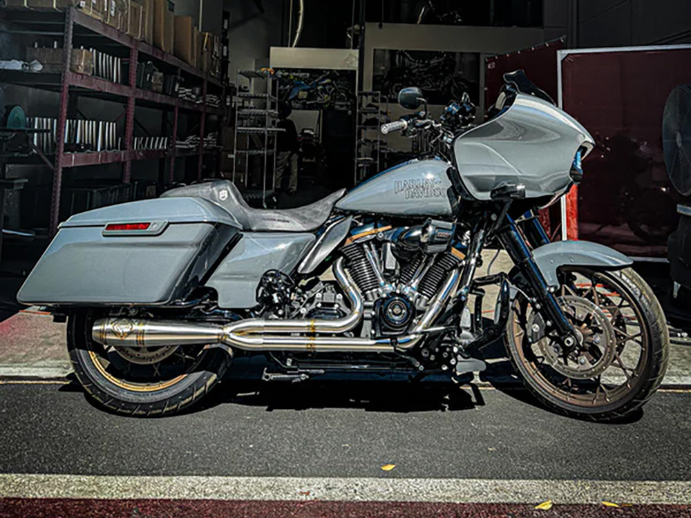 2-into-1 Elsinore Mid Length Exhaust - Stainless Steel. Fits Touring 2017up