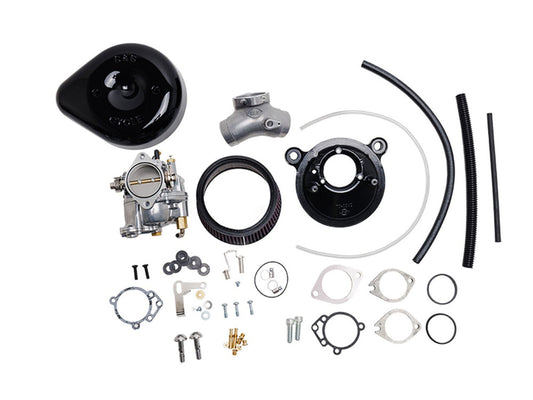 Super E Carburettor Kit. Fits Evo 1984-1999. Black Stealth Air Cleaner.