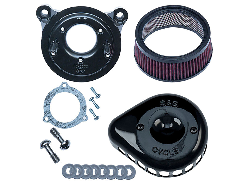 Mini Teardrop Air Cleaner Kit - Black. Fits Touring 2008-2016, Softail 2016-2017, CVO Softail 2011-2017 & Dyna Low Rider S 2016-2017 with Throttle-by-Wire