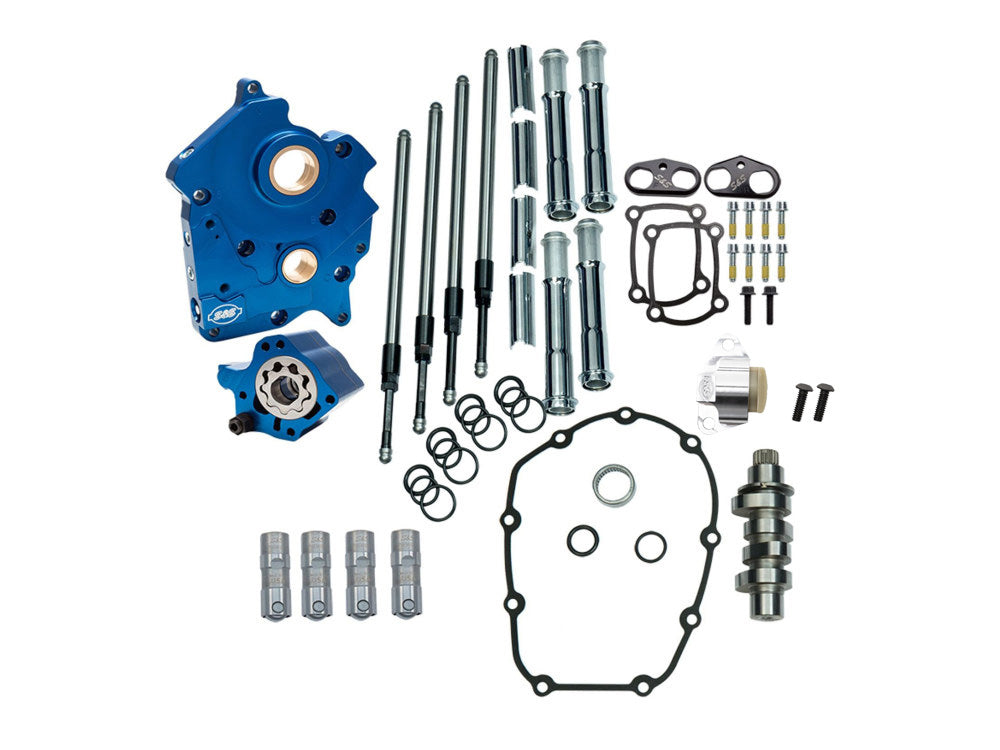Cam Chest Kit with 475C Chain Drive Camshaft & Chrome Pushrod Covers. Fits Touring 2017up & Softail 2018up with Oil Cooled Engines