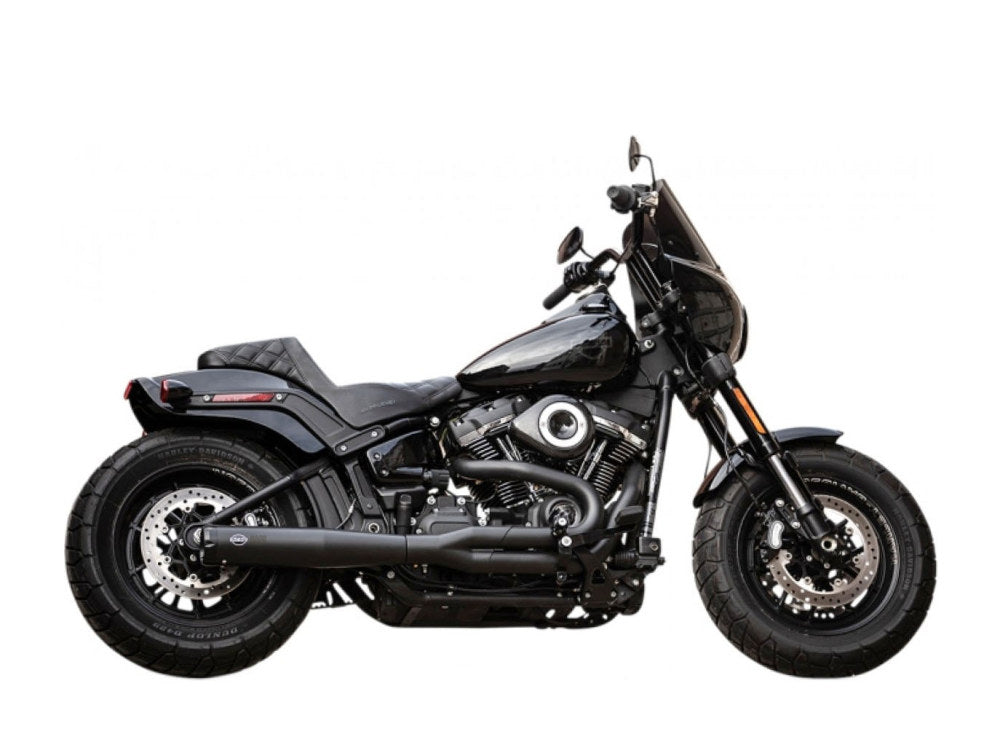 2-into-1 SuperStreet Exhaust - Black with Black End Cap. Fits Softail 2018-2024 Non-240 Rear Tyre Models.