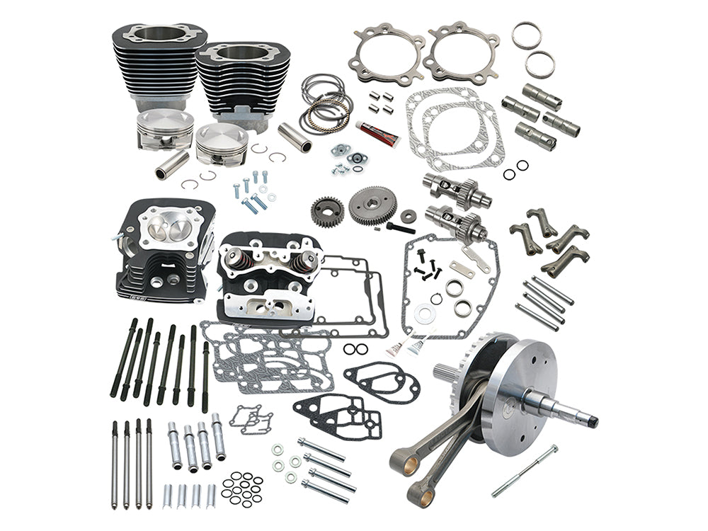 124ci Hot Set Up Kit with 91cc S&S Cylinder Heads - Black. Fits Dyna 2006-2017 & Touring Models 2008-2016.