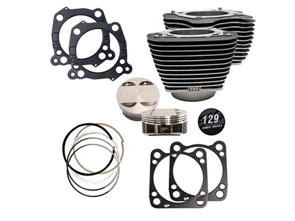 129ci Big Bore Kit with Highlighted Fins - Black. Fits Milwaukee-Eight 2017up with 107ci Engine.