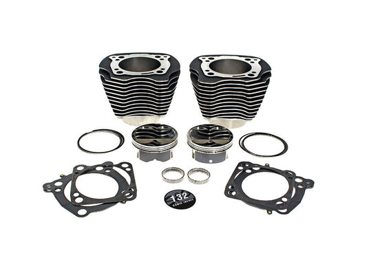 132ci Big Bore Kit with Highlighted Fins & Mid Level Compression - Black. Fits Milwaukee-Eight 2017up 114ci or 117ci Engine