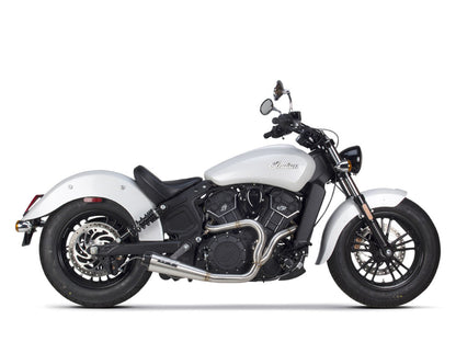 Comp-S 2-into-1 Exhaust - Stainless Steel with Carbon Fiber End Cap. Fits Indian Scout 2015-2024 & fits 2017 Victory Octane.