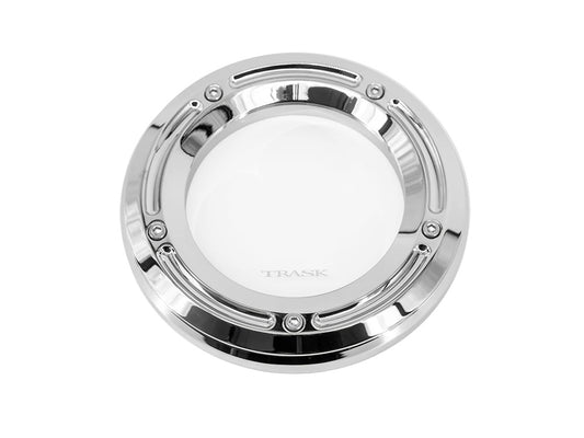 Assault Clear Derby Cover - Chrome. Fits Touring 2016up
