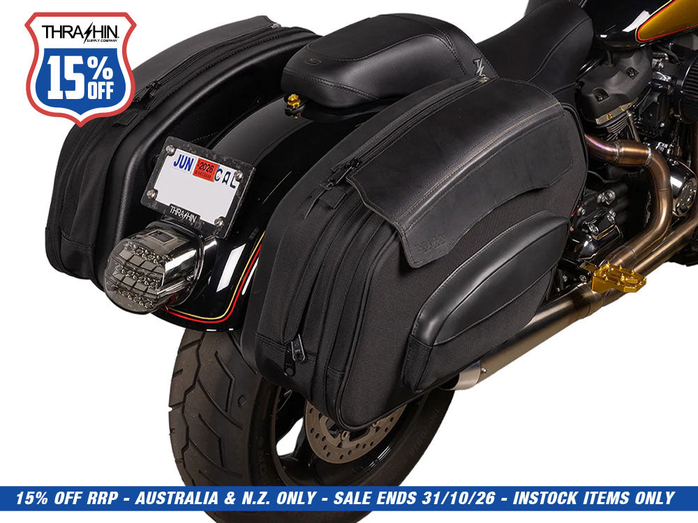 Sport Saddlebags - Quick Detach. Fits Dyna 1996-2017 & 2018up Low Rider/S, Street Bob, Fat Bob, Fat Boy & Softail Standard.