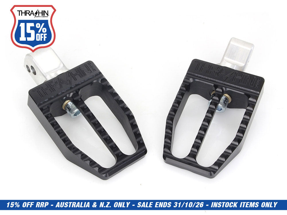 Militant Footpegs - Black. Fits Softail 2018up Rear Passenger