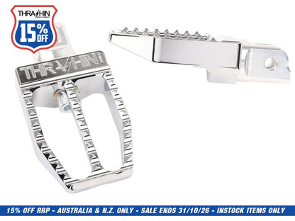 Militant Footpegs - Chrome. Fits Softail 2018up Front Rider