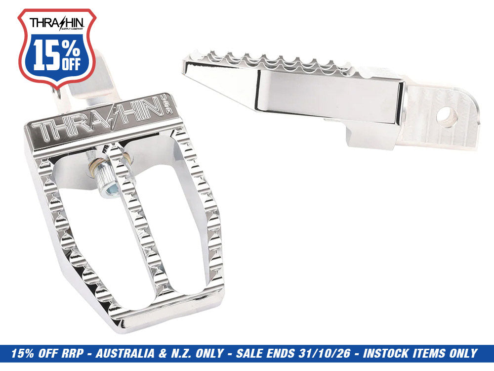 Militant Footpegs - Chrome. Fits Softail 2018up Rear Passenger