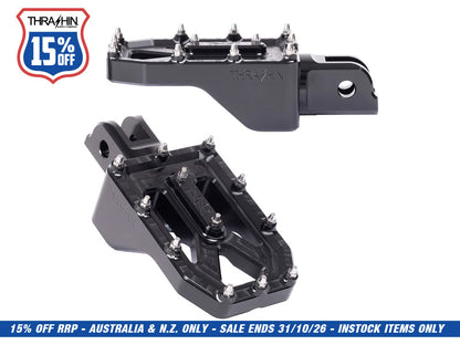Aggressor Footpegs - Black. Fits Softail 2018up Front Rider