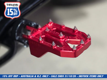 Aggressor Footpegs - Red. Fits Softail 2018up Front Rider