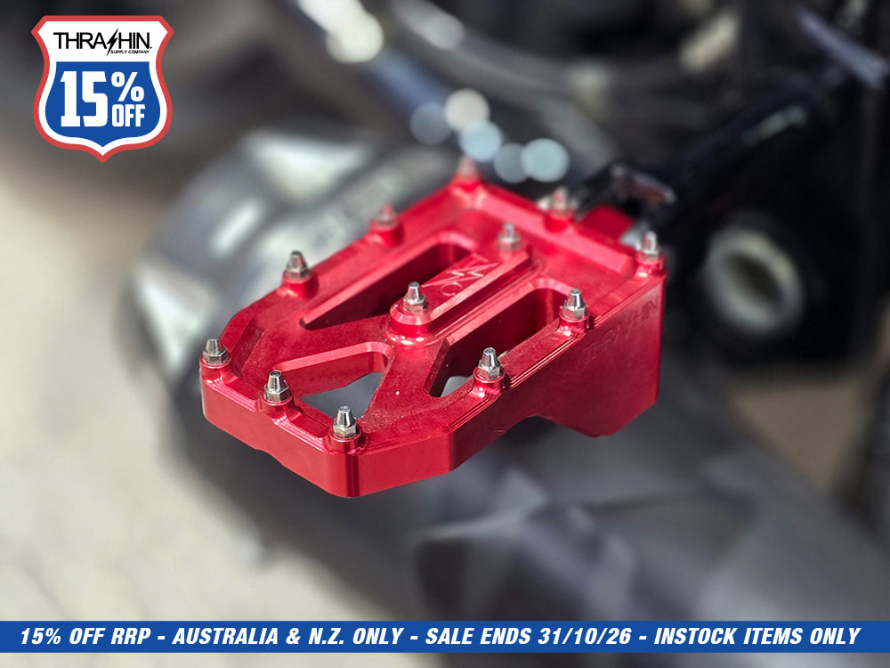 Aggressor Footpegs - Red. Fits Softail 2018up Rear Passenger