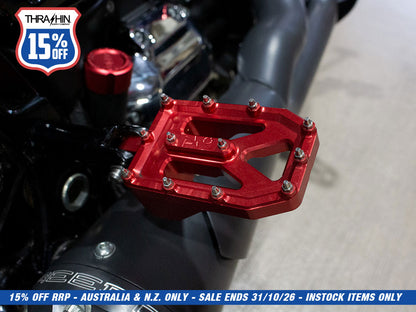 Aggressor Footpegs - Red. Fits Softail 2018up Rear Passenger