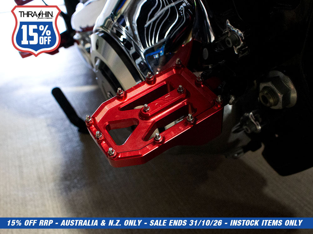 Aggressor Footpegs - Red. Fits Softail 2018up Rear Passenger