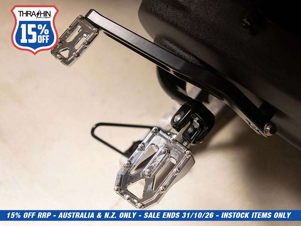 Aggressor Footpegs - Chrome. Fits Softail 2018up Front Rider