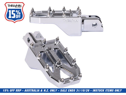 Aggressor Footpegs - Chrome. Fits Softail 2018up Front Rider