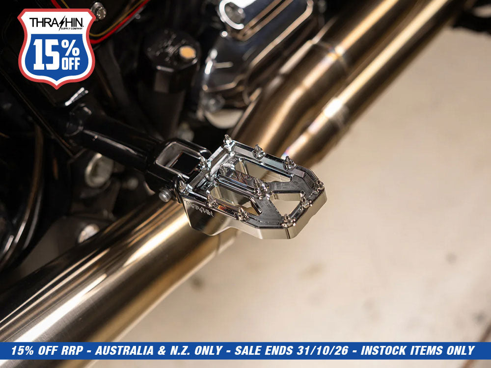 Aggressor Footpegs - Chrome. Fits Softail 2018up Rear Passenger