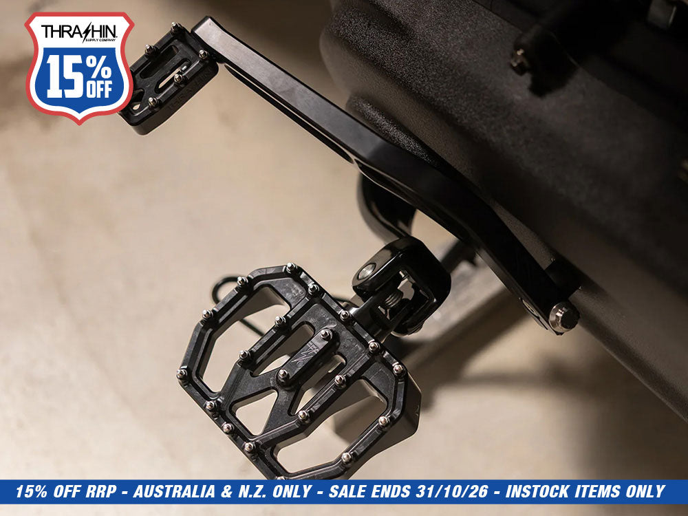 Aggressor Mini Floorboards - Black. Fits Softail 2018up Front Rider