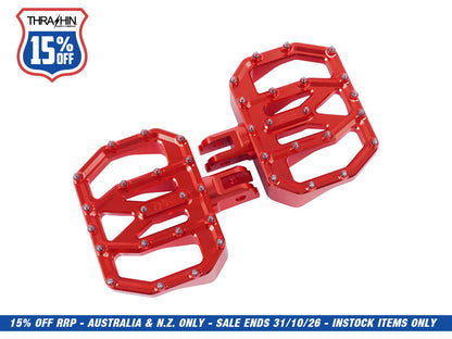 Aggressor Mini Floorboards - Red. Fits Softail 2018up Front Rider