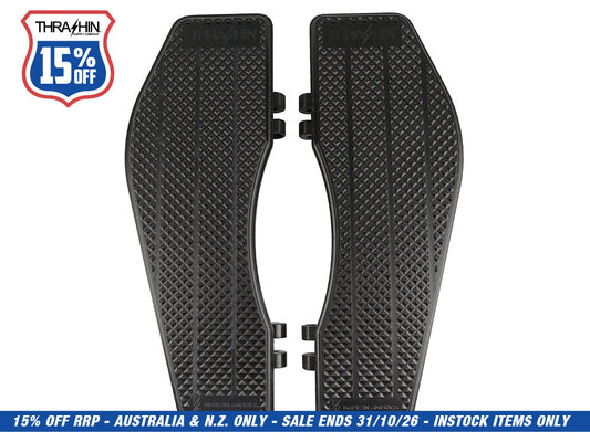 Bagger Rider Floorboards - Black. Fits Touring 1980up, FL Softail 1986-2017 & Dyna Switchback 2012-2016