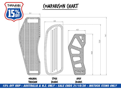 Black Apex Bagger Rider Floorboards. Fits Touring 1980up, FL Softail 1986-2017 & Dyna Switchback 2012-2016