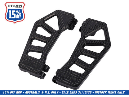 Black Apex Bagger Rider Floorboards. Fits Touring 1980up, FL Softail 1986-2017 & Dyna Switchback 2012-2016