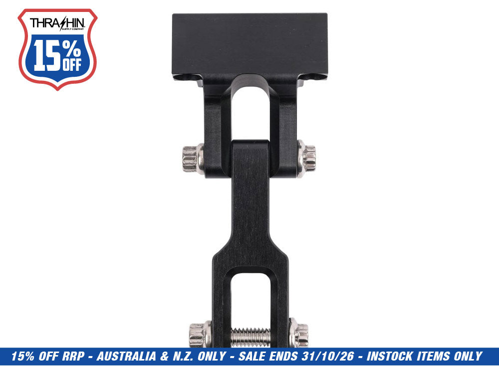 Thrashin OG Risers to Gauges Relocation Bracket - Black. Fits Thrashin' Gauge housings.