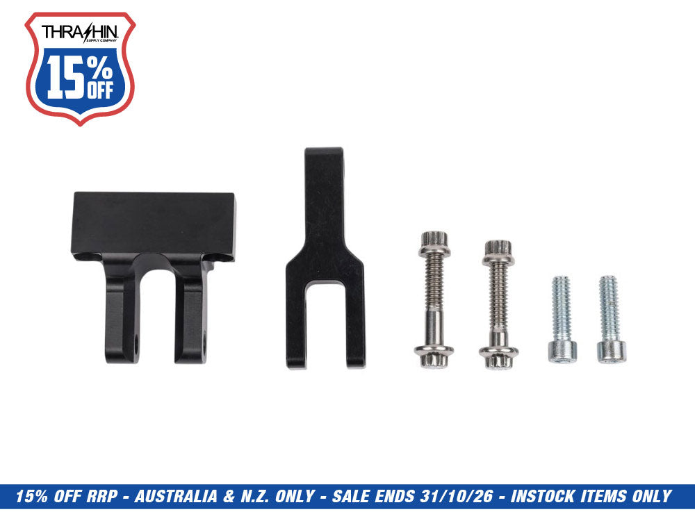 Thrashin OG Risers to Gauges Relocation Bracket - Black. Fits Thrashin' Gauge housings.