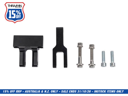 Thrashin OG Risers to Gauges Relocation Bracket - Black. Fits Thrashin' Gauge housings.