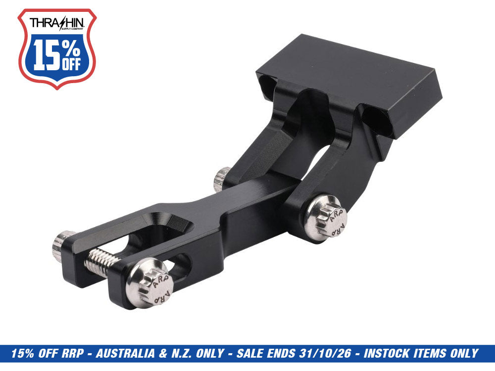 Thrashin OG Risers to Gauges Relocation Bracket - Black. Fits Thrashin' Gauge housings.