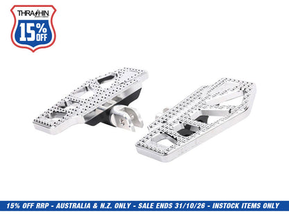 Apex Mini Floorboards - Chrome. Fits Softail 2018up Front Rider